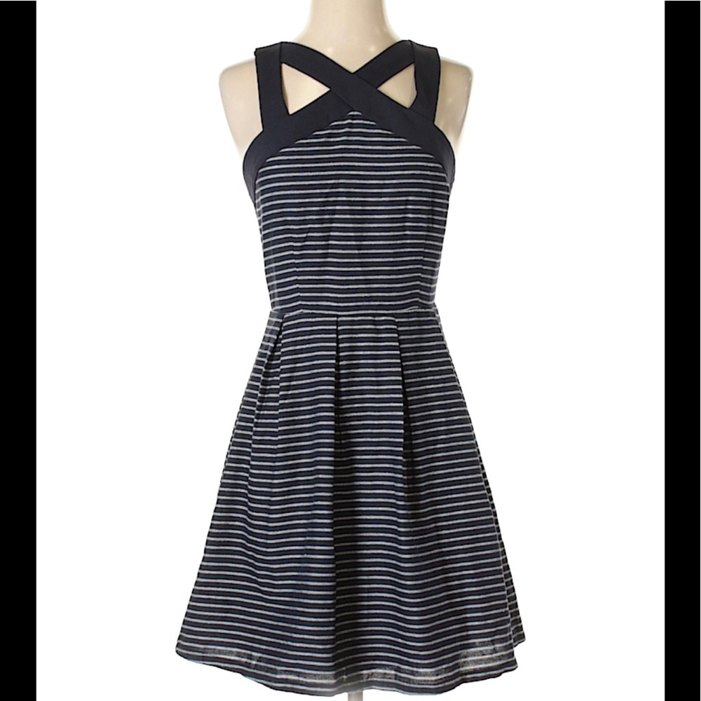 🎉HP🎉 🦋 She + Sky Stripes Navy Blue Dress